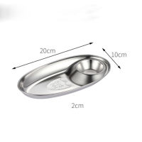 ​1Pcs Stainless Steel Snack Dish Plate Ketchup Sauce Dipping French Fries Dish Divided Grid Plate Fried Chicken Dish Platos