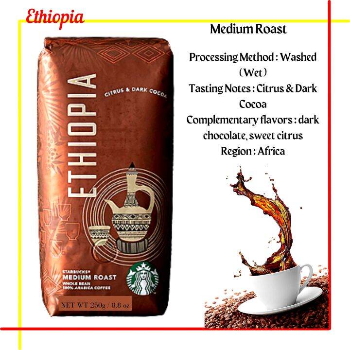 Original Starbucks Coffee Ethiopia Coffee Medium Roast Coffee 250g