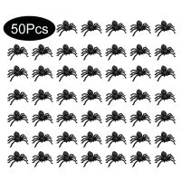 【LZ】♠✧☊  50pcs Halloween Spiders Decorations Small Black Luminous Plastic Spiders Haunted House Spider Decoration Simulation Tricky Toy