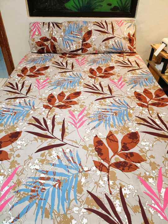 Tropical Brown Bedsheets 3 in 1 Set 100 Premium Canadian Cotton