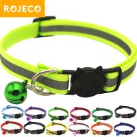 【LZ】 ROJECO Colorful Cat Collar With Bell Adjustable Safety Reflective Pet Collars For Cats Supplies Kitten Buckle Necklace Pet Leash