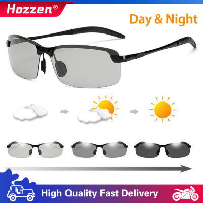 Hozzen UV400แว่นตากันแดดโพลาไรซ์เปลี่ยนสีได้ผู้ชายและผู้หญิงแว่นตาสำหรับขับรถกลางวันและกลางคืนแบบคลาสสิก