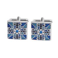 ที่นี่1คู่คลาสสิกบุรุษงานแต่งงานของขวัญเสื้อสแควร์สีฟ้า Cufflinks Cuff Links