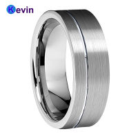 Men Women Wedding Ring Tungsten Carbide Ring Offset Grooved Brushed Finish 6MM 8MM Comfort Fit