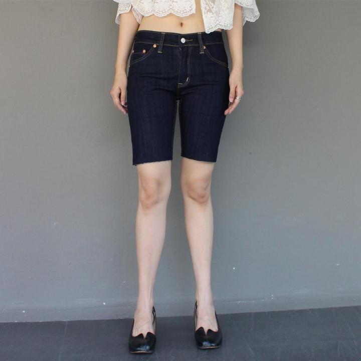 Golden Zebra Jeans กางเกงยีนส์หญิงขาสั้นผ้ายืดสีน้ำเงิน(sizeเอว28-40)