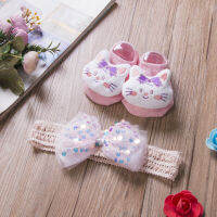 【Forever CY Baby】Lovelyเด็กถุงเท้าเด็กผู้หญิงและเซ็ตที่คาดผมดอกไม้Bowknot Headwrap + Bootiesถุงเท้า 2Pcsชุด