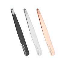 1.2mm thick stainless steel eyelash clip Eyelash tweezers Diagonal mouth with comb eyebrow clip beauty tool lash tweezer