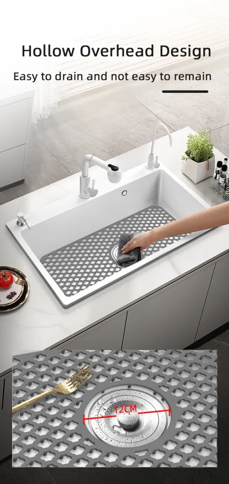 Multifunctional Silicone Sink Mat Insulation Pad Kitchen Drainer Bottom  Protection Anti-scratch Slip Anti-splash Filter Mesh