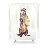 【Bathroom sale】 Otter ม่านอาบน้ำผ้าโพลีเอสเตอร์ห้องน้ำ DecorSize PrintedwithHooks