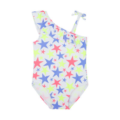 ชุดว่ายน้ำเด็กผู้หญิง Mothercare neon star one-shoulder swimsuit YA187