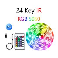 USB หลอดแผงไฟ RGB เปลี่ยนสีได้รีโมทคอนโทรลอินฟราเรด44ปุ่ม5050โหมดพื้นหลังทีวีไฟนีออนสำหรับ Hiasan Kamar