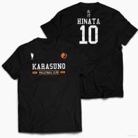 Haikyuu Karasuno เสื้อยืดแขนสั้นพิมพ์ลาย Hinata Tsukishima แฟชั่นสําหรับผู้หญิง