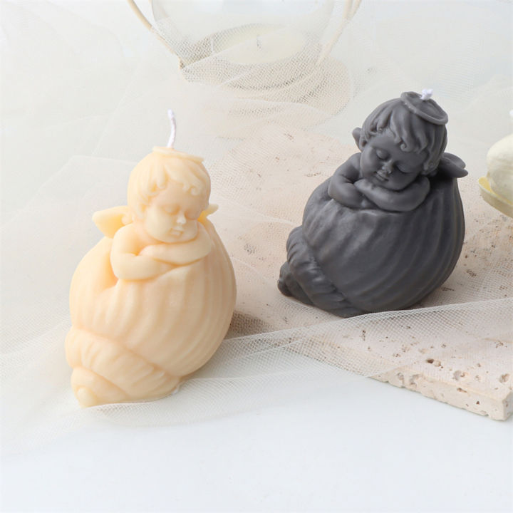 ornament-mold-diy-handcraft-tools-plaster-diffuser-stone-sugar-mold-plaster-flip-conch-cherub-silicone-mold