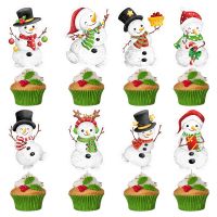 ตกแต่งคริสต์มาส Snowman เค้ก Toppers ฤดูหนาววันเกิดคริสต์มาส Cupcake Decor การ์ตูน Penguin Xmas Giant Panda Cupcake Decor