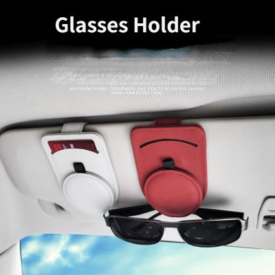 Klip Visor kulit untuk kacamata pengencang tiket kartu bagian Interior mobil portabel penahan kacamata Visor mobil Universal