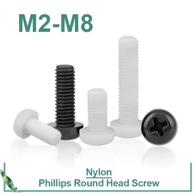 10/20/50 buah M2 M2 M2 5 M3 M4 M5 M6 M8 hitam putih nilon plastik Phillips kepala baut sekrup bulat silang panjang 4-50mm