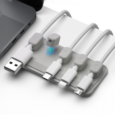 Magnetic Wire Organizer Desktop Cable Clip Protector Cable Organizer Row Plug Fixed Charging Line Holder Self-Adhesive Electrical Connectors