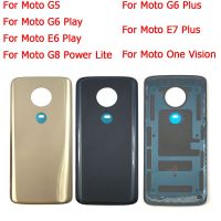 ประตูแบตเตอรี่หลังเคสสำหรับโมโตโรล่าฝาครอบด้านหลัง Moto G5 G6 E6 Play E7 Plus G8 Power Lite One Vision สติกเกอร์ X4