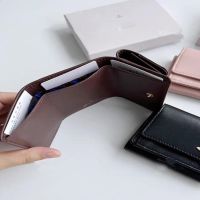 ?[100  Original] ? Queen Mother vivienne solid color three-fold coin purse vivi Saturn leather business card holder cowhide ID holder wallet