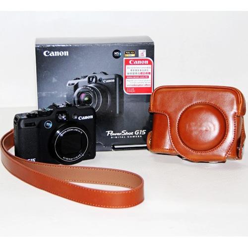 กระเป๋ากล้องหนังวินเทจย้อนยุคสำหรับ-canon-powershot-g15-g16กระเป๋ากล้องหนัง-pu-สีน้ำตาลดำ