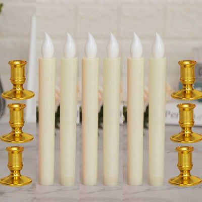 12 Pieces Beige/Yellow/Red Church LED CandlesBattery Operated Flameless Flickering Candle Light For Wedding