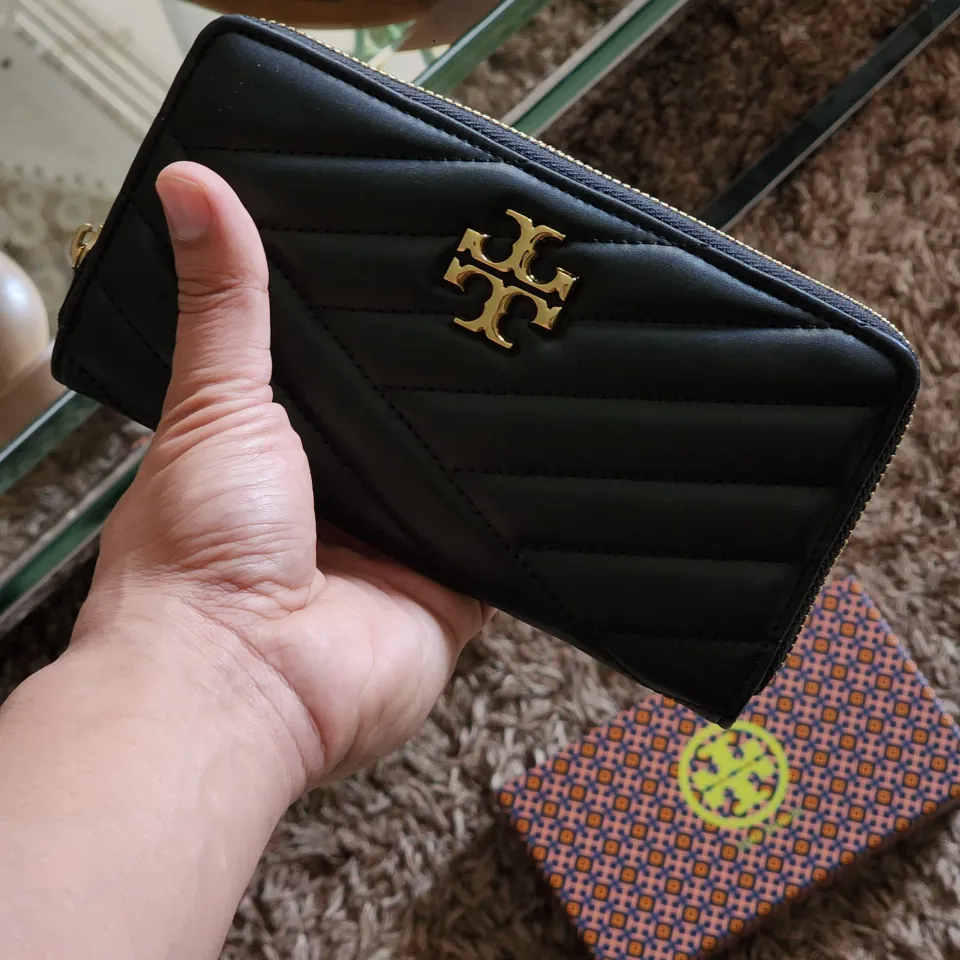 Tory Burch Kira Chevron Leather Card Case Black