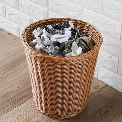 False Rattan Woven Trash Bin Simulated Rattan Woven Trash Basket Woven No Lid Wastebasket Woven Open Wastebasket