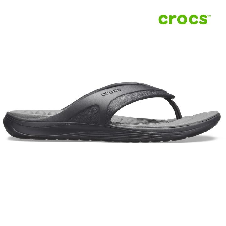 Best Seller] Crocs - Dép Xỏ Ngón Nam/Nữ Fw Reviva Flip Unisex Black/Slate  Grey Woman Footwear SS19-205545 