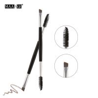 MAANGE Double-End Angled Mascara Brush 2 in 1 Eyebrow Brush+Eyebrow Comb Professional Eye Brow Makeup Brushes Wood Handle Double Sided Eyebrow Brushes Daily Basic Cosmetic tools