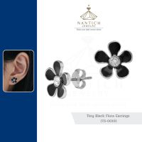 ???‍⚕️ [เครื่องประดับ | ปลอดภัย] ต่างหู คนแพ้ง่าย : Tiny Black Flora Earrings (TS-0019) Nantich Jewelry