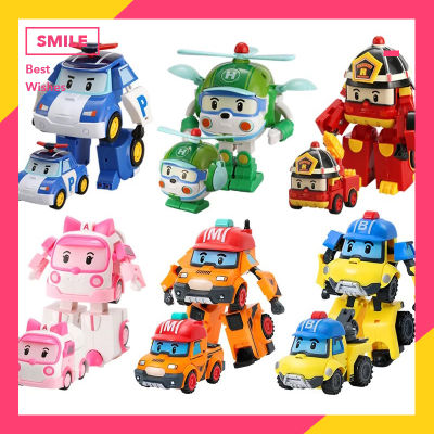 GREGORY-6 in 1 อนิเมชั่นเกาหลีการ์ตูน Robocar Poli ชุดหุ่นยนต์แปลงของเล่นรถ 6 in 1 Korean Animation Cartoon Robocar Poli Transformation Robot Kit Car Toys