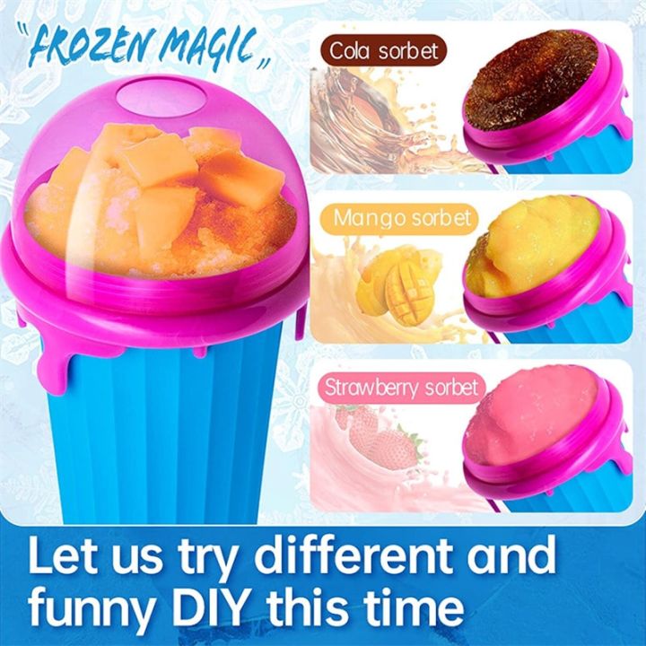 Slushy Maker Cup, Smoothie Pinch Ice Cup, Quick Frozen Smoothie Cups with  Lids, Cooling Cup Squeeze Cup, DIY Homemade Milk Shake Ice Cream Maker  Smoothie Cups for Kids Adults Summer 