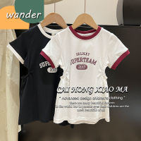 Wander ชุดเดรสเด็กผู้หญิง เสื้อผ้าเด็กผญ การออกแบบตัวอักษรแฟชั่นเกาหลี ชุดเดรสลำลองผ้าฝ้ายแท้สำหรับเด็กผู้หญิง23823