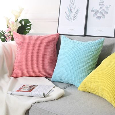 【JH】Corduroy Like Corn Kernels Throw Pillowcase 40/45/50/55/60/66cm Solid Color Supersoft Cushion Cover Home Living Room Sofa Decor