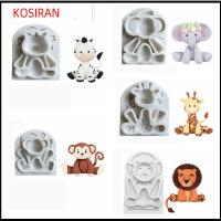 KONSIRAN Sugarcraft ค่ะ แม่พิมพ์คัพเค้ก ลิงยีราฟช้างม้าลาย สัตว์สัตว์สัตว์ แม่พิมพ์เค้กน้ำตาล ใช้ซ้ำได้ ซิลิโคนทำจากซิลิโคน เครื่องทำช็อกโกแลต ฮาโลวีน