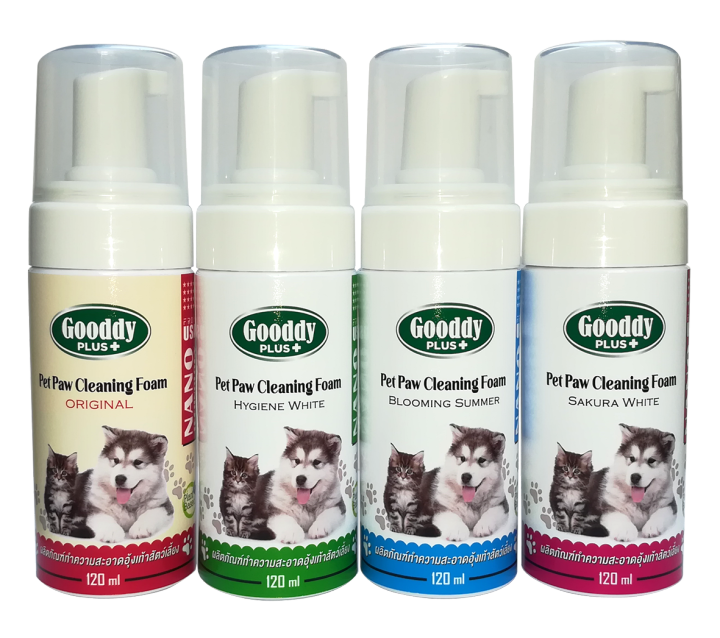 gooddy-plus-pet-paw-cleaning-foam-โฟมล้างเท้าสุนัข-แมวและสัตว์เลี้ยง-ไม่ต้องล้างน้ำออก-ธรรมชาติ100-นาโนเทคโนโลยีจากอเมริกา