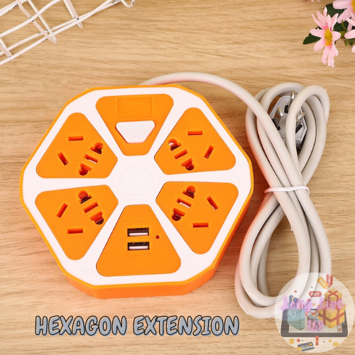 Heavy Duty Electrical Extension Cord Hexagon Cord Power Socket with 2