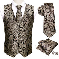 2021Purple Mens Luxury Brocade Novelty Floral Suit Vest Set Silk Tie Waistcoat Set Men Clothes