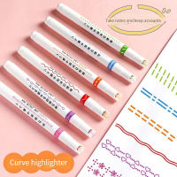 3/6pcs Heart Flower Dot Line Shaped Highlighter Pen Color Roller Tip Curve Liner Marker Highlighter Novelty Stationery School-Yuerek
