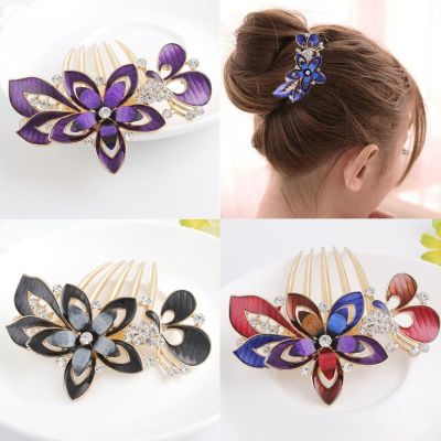 Pan Hair Accessories Headdress Rhinestone Zircon Flower Hairpin Exquisite Hair Comb Five-tooth Comb