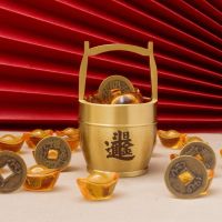 Original ⭐️⭐️⭐️⭐️⭐️ Local trading pure brass bucket of gold ornaments a bucket of Jiangshan high-end decorative gifts living room study fortune-enhancing ornaments