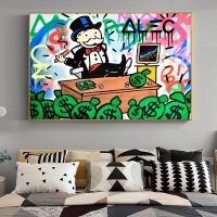 Alec Monopoly Rich Money Man ภาพวาดผ้าใบสมัยใหม่โปสเตอร์และพิมพ์ภาพผนังศิลปะสำหรับห้องนั่งเล่นตกแต่งบ้าน Cuadros