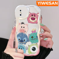 YIWESAN เคสสำหรับ iPhone X Xs Xr Xs Max,เคสการ์ตูนน่ารักรูปหมีสตรอเบอร์รี่และมอนสเตอร์ตัวน้อยขอบโค้งเคสใสเนื้อครีมใสฝาครอบป้องกันเคสมือถือ