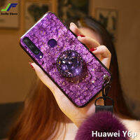 【Deal of the day】 JieFie สำหรับ Y6P ปลอกหรูหรา B Ling G Litter ทองฟอยล์หินอ่อนโทรศัพท์กรณีแฟชั่นสายคล้องมือยืนปกคลุมสำหรับ Y6P 2020