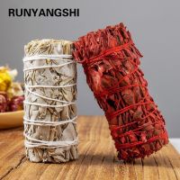 10cm White &amp; Red Sage Bundle Smudge Stick Wand for Spiritual Incense Sticks Burning Aromatherapy Energy Cleansing Bundles