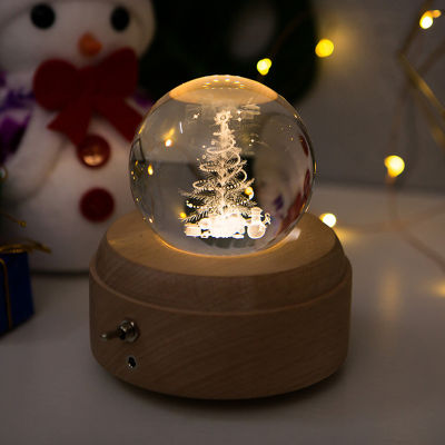 Music Box Wooden Base Castle in the Sky La Theme Luminous Rotating 3D Night Light Musical Box Rechargeable Home Decor