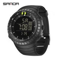 SANDA นาฬิกาผู้ชาย,Jam Tangan Digital ทหารกีฬากลางแจ้งนาฬิกาข้อมือกันน้ำ50เมตรสำหรับผู้ชายนาฬิกา Relogio Masculino 6071