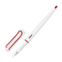 2pcs classic straight link long Fountain pen Red Big Clip Plastic white EF nib Ink Pens for Writing Office Supplies Stationery