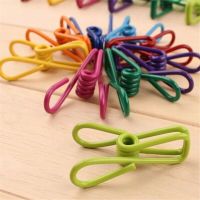 10pcs Multipurpose Colorful Stainless Steel Clips Clothes Pins Pegs Socks Hanging Pegs Clips Household Clothespin