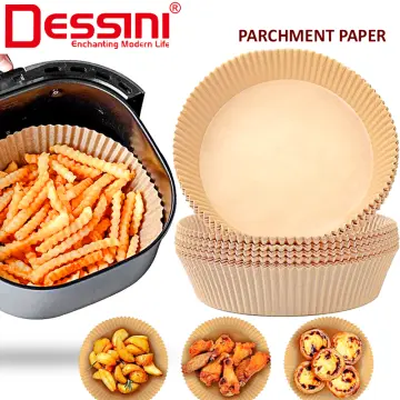 DESSINI ITALY 50Pcs 100Pcs 20cm Air Fryer Parchment Paper Liner Oil Proof  Food Grade Disposable Baking Basket Kertas PP-50 PP-100